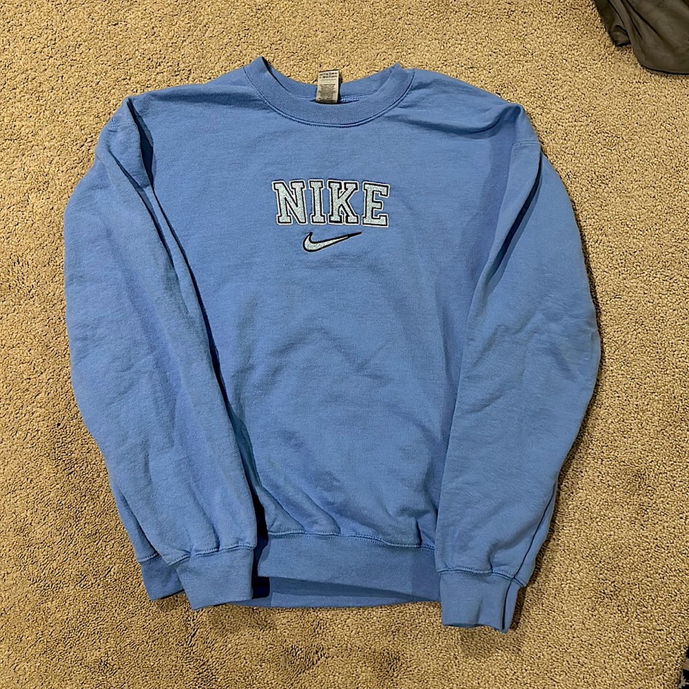 Blue Custom Embroidered Nike Crewneck
